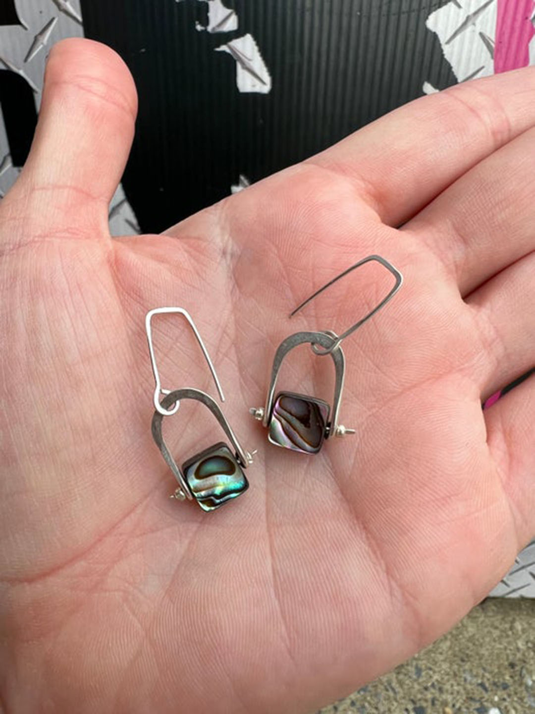 Abalone Crystal Hang Drop Earrings