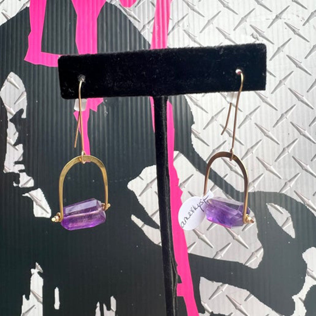 Amethyst Crystal Drop Earrings