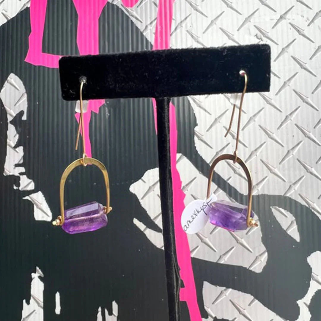 AmethystCrystalDropEar - Urban Princess Boutique