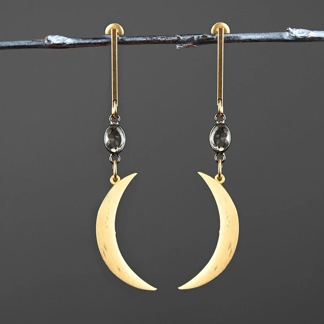 BarTopGoldMoonEarrings - Urban Princess Boutique