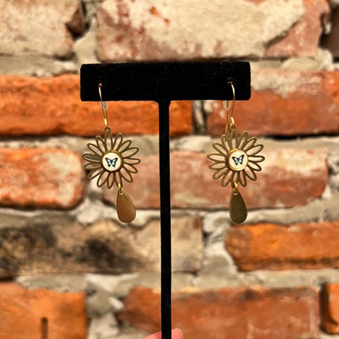 Butterfly Flower Drop Earrings