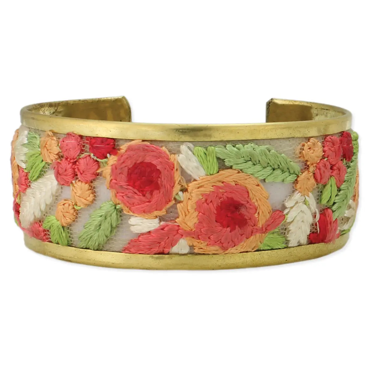Floral Embroider Cuff Bracelet