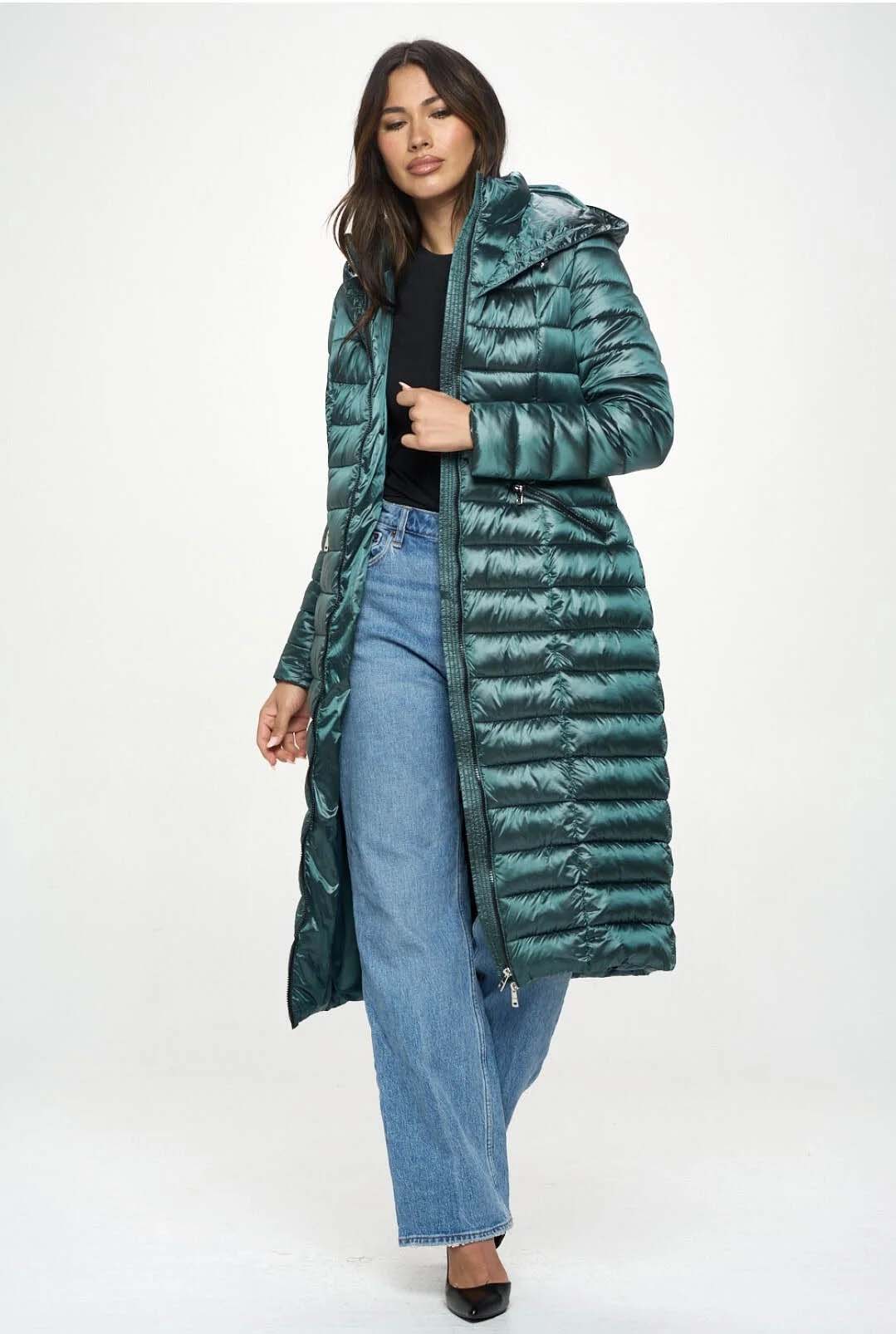 GO BIRDS! Long Puffer Coat with Hood
