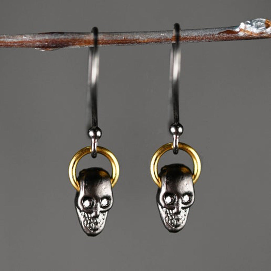 Hematite Skulls w/ Crystal Eyes Earrings