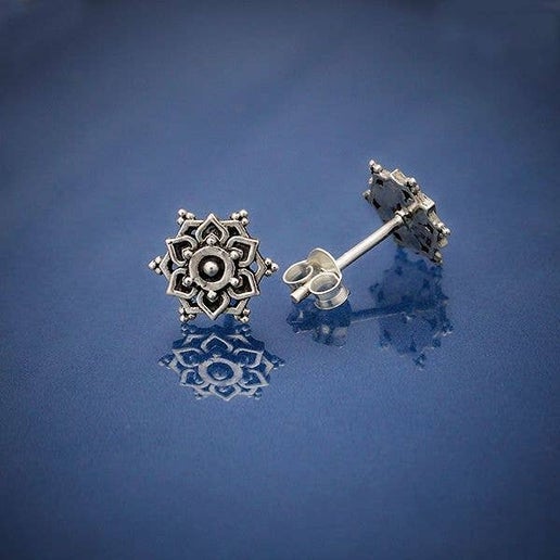 Mandala Stud Earrings 10x10mm