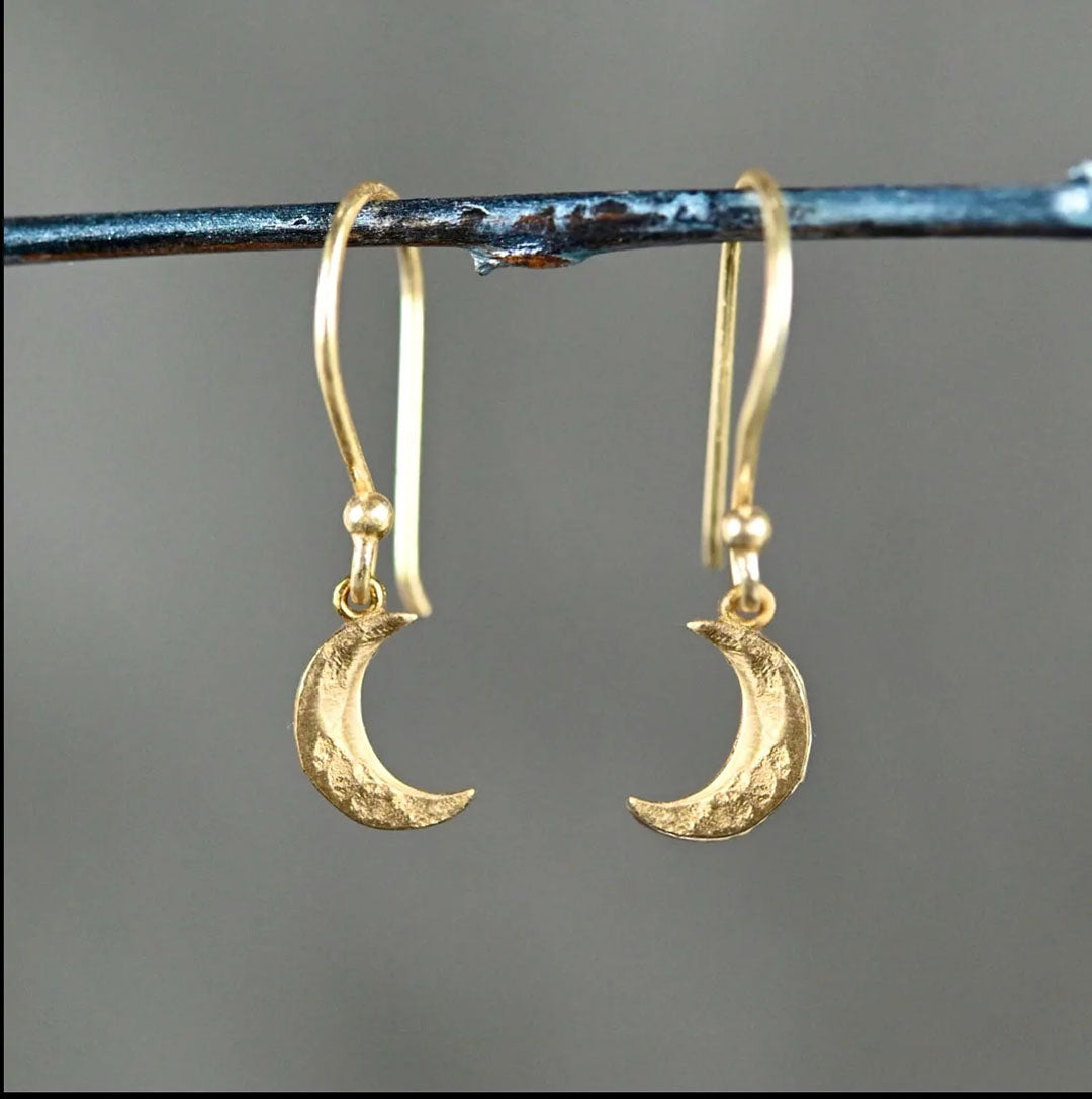 Mini Moon Hammered Earrings
