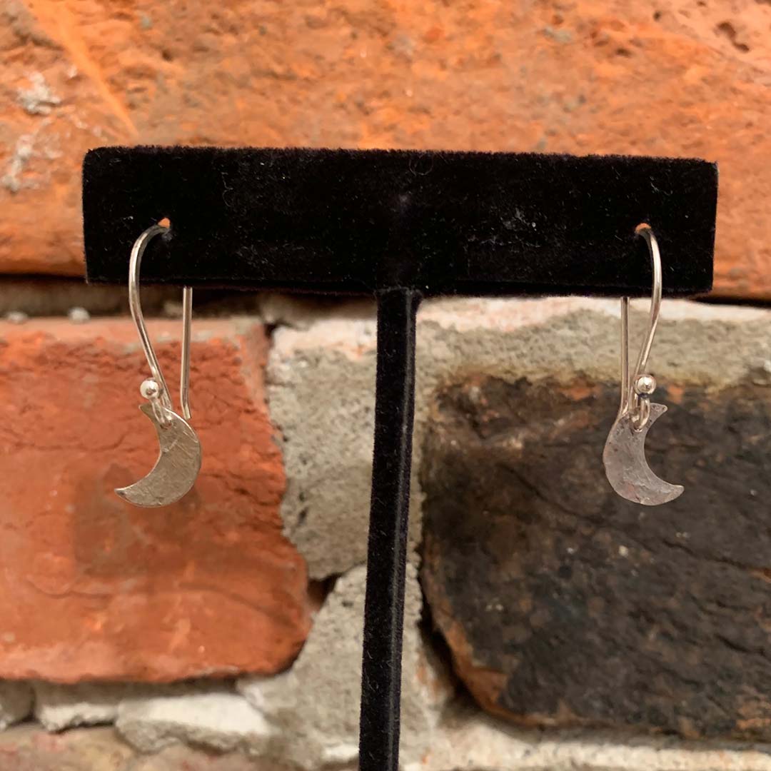 Mini Moon Hammered Earrings