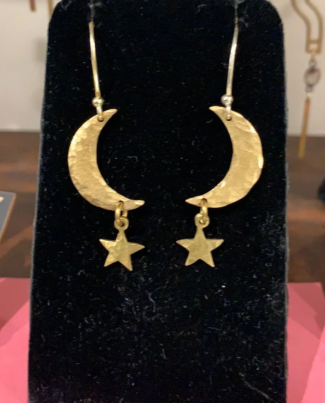 Moon & Star Medium Size Brass Earrings