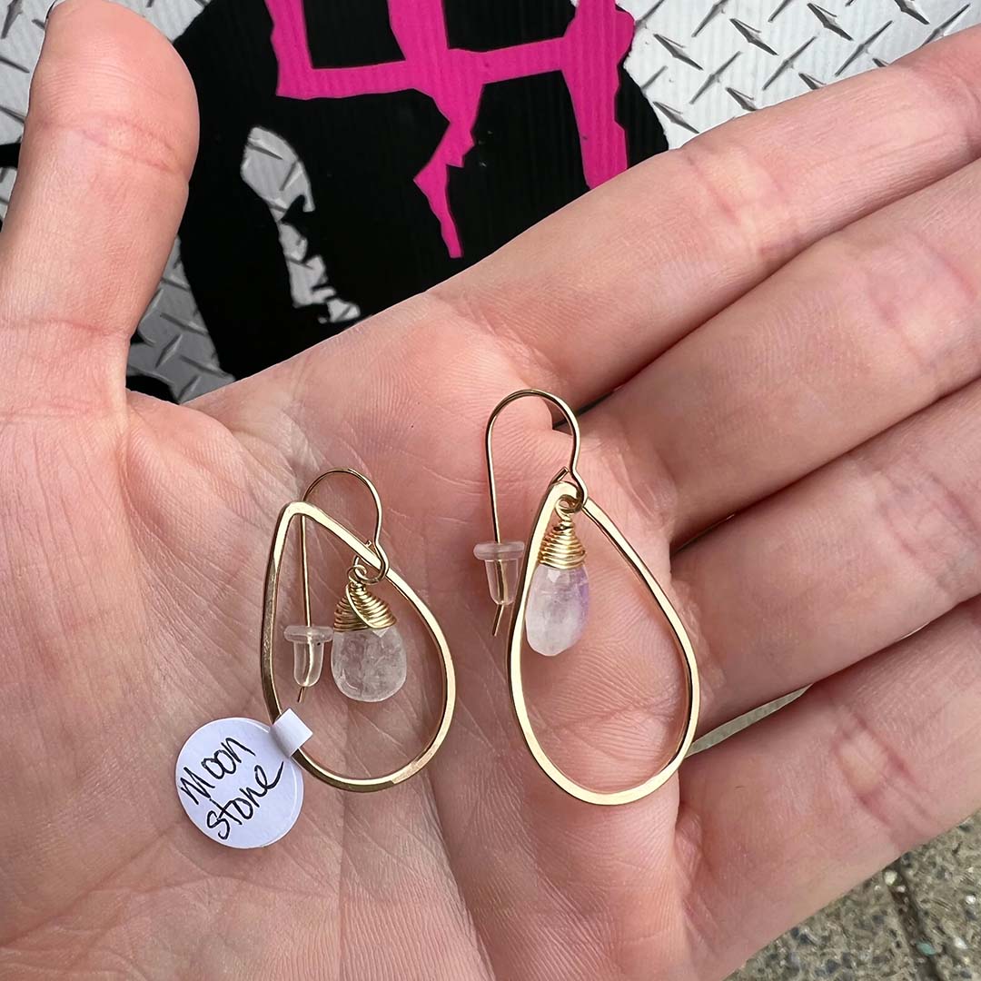 Moonstone Teardrop Gold Earrings