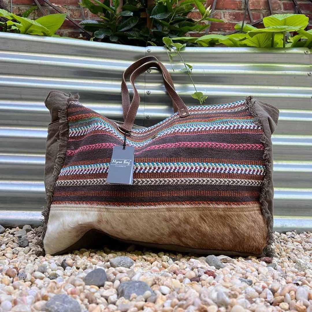 Myra Woven Striped Weekender Travel Bag