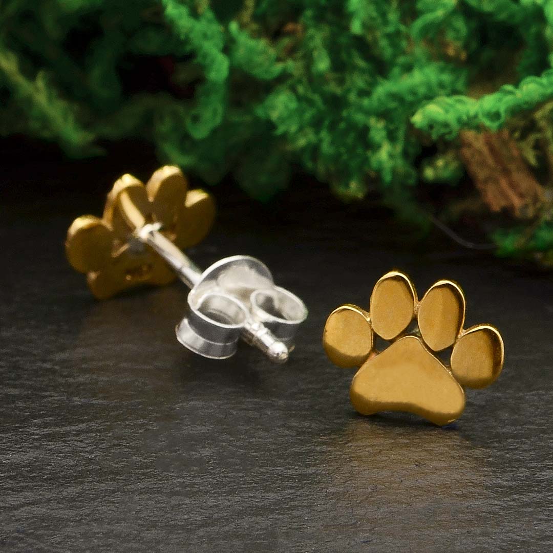 Paw Print Post Earrings 6x7mm