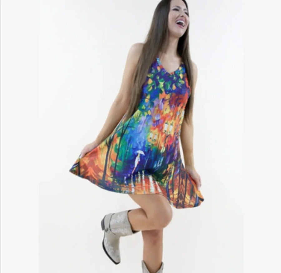 Rainbows and Parasols - V-neck Mini Dress