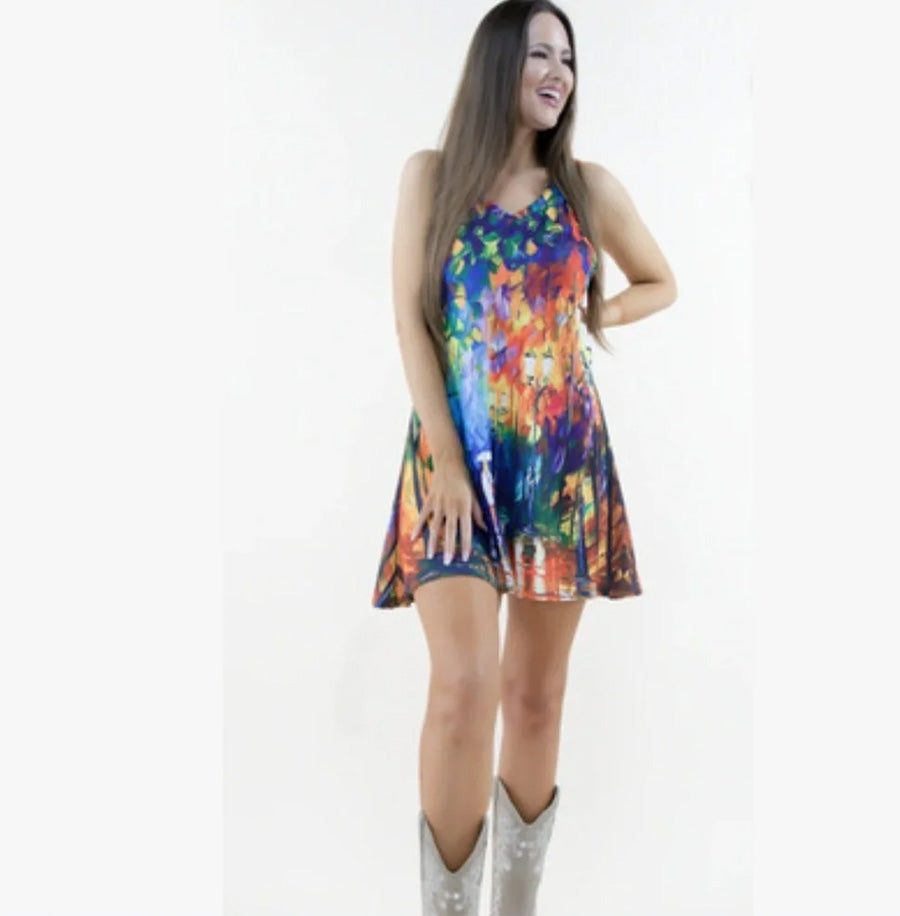 Rainbows and Parasols - V-neck Mini Dress