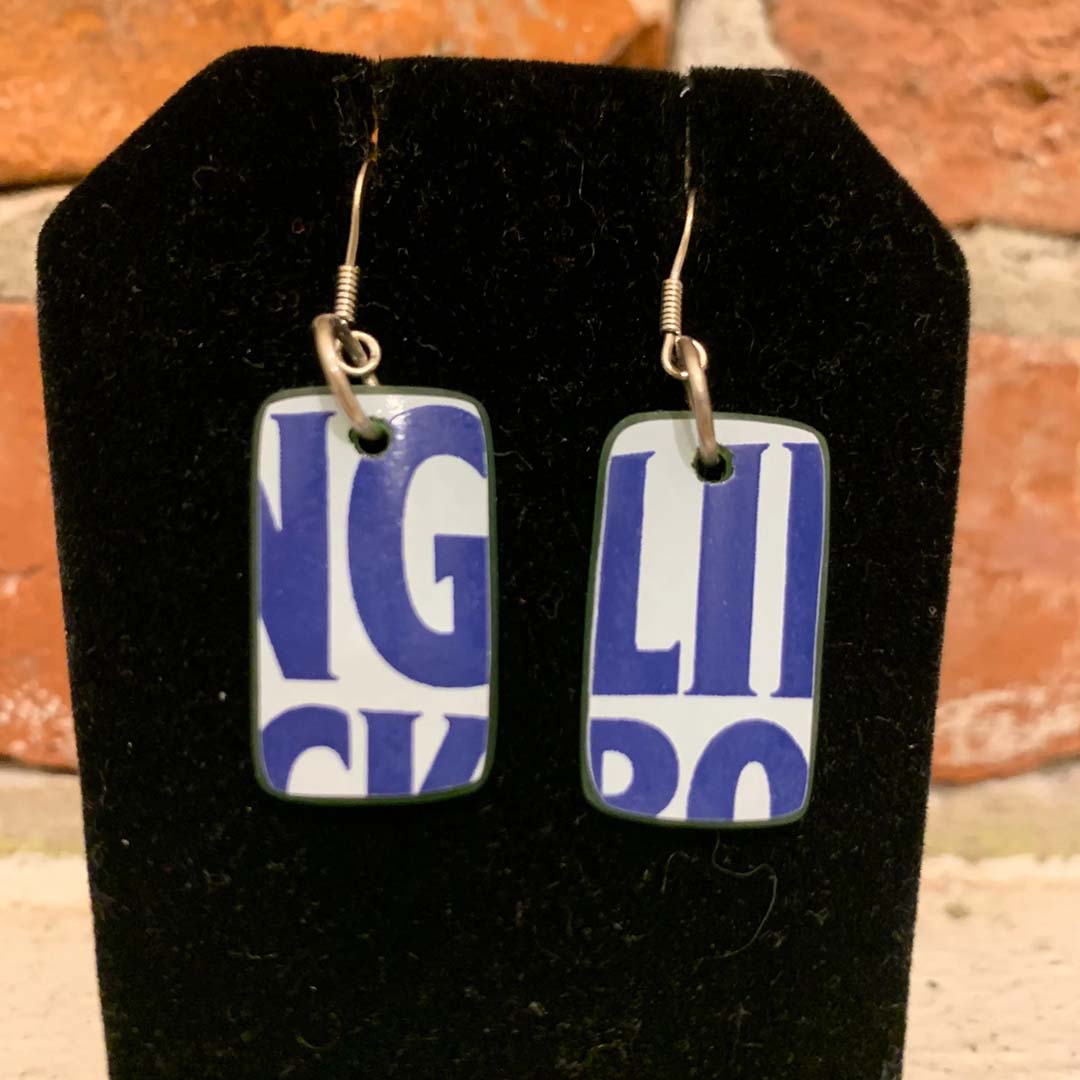 Recycled Glass Rolling Rock Beer Bottle Earrings