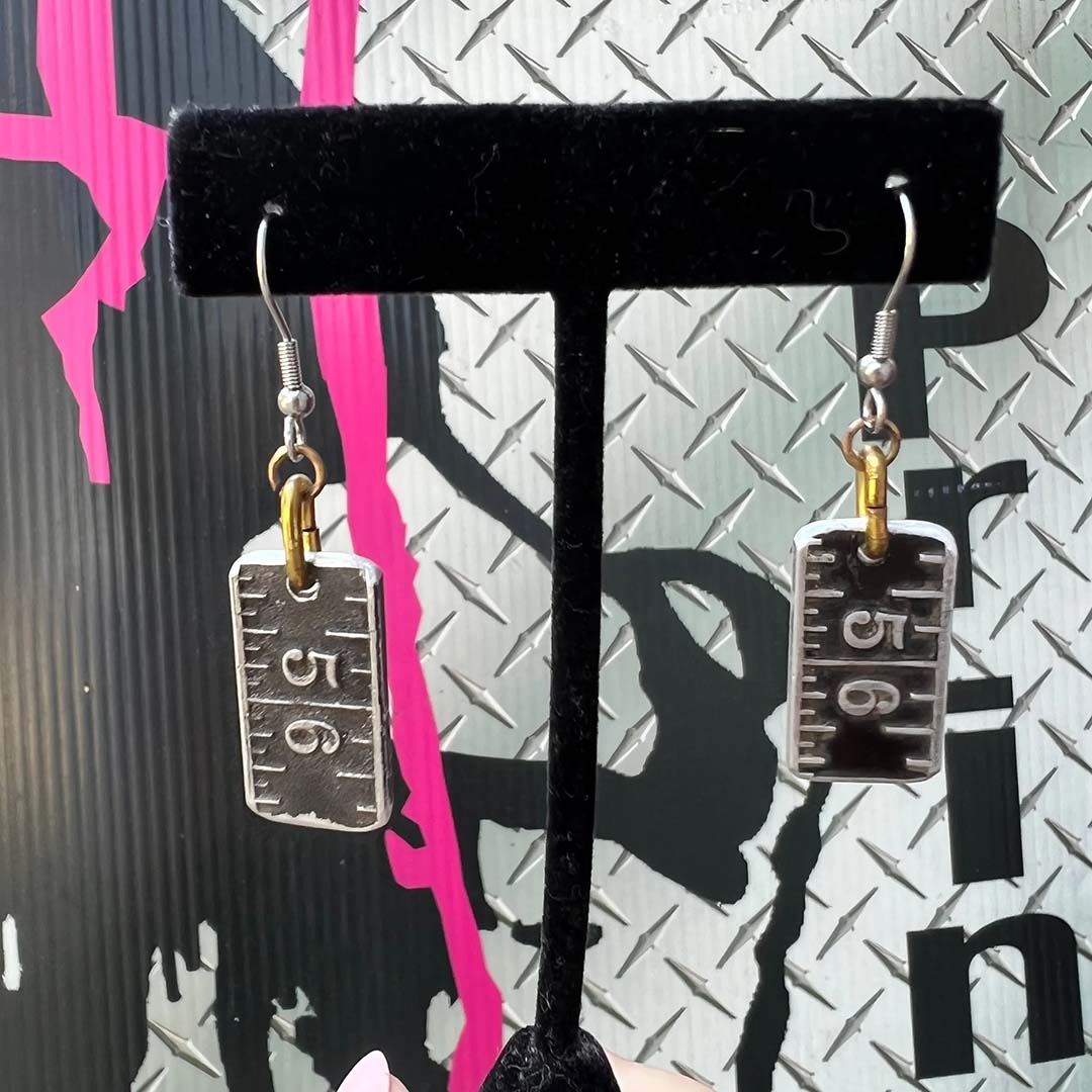 Upcycled Ruler Dangle Earrings
