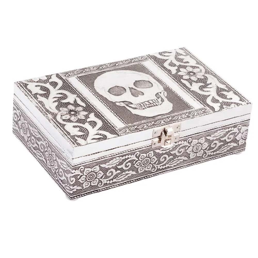 Skull Tin Jewelry Box