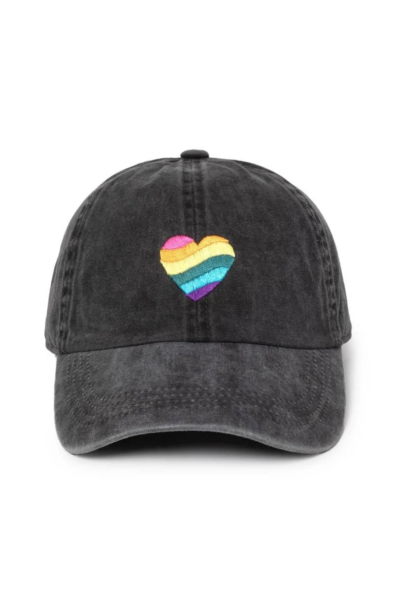 Wave Rainbow Heart Emb Cotton Baseball Cap.