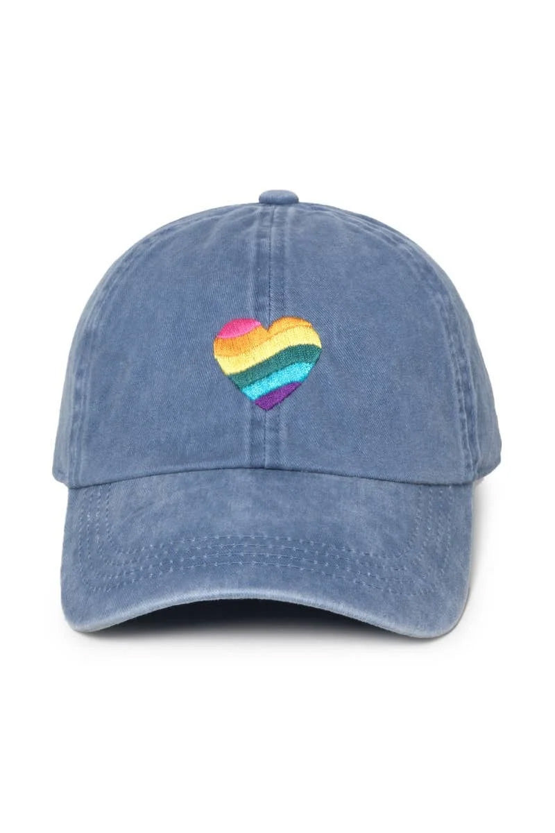 Wave Rainbow Heart Emb Cotton Baseball Cap.