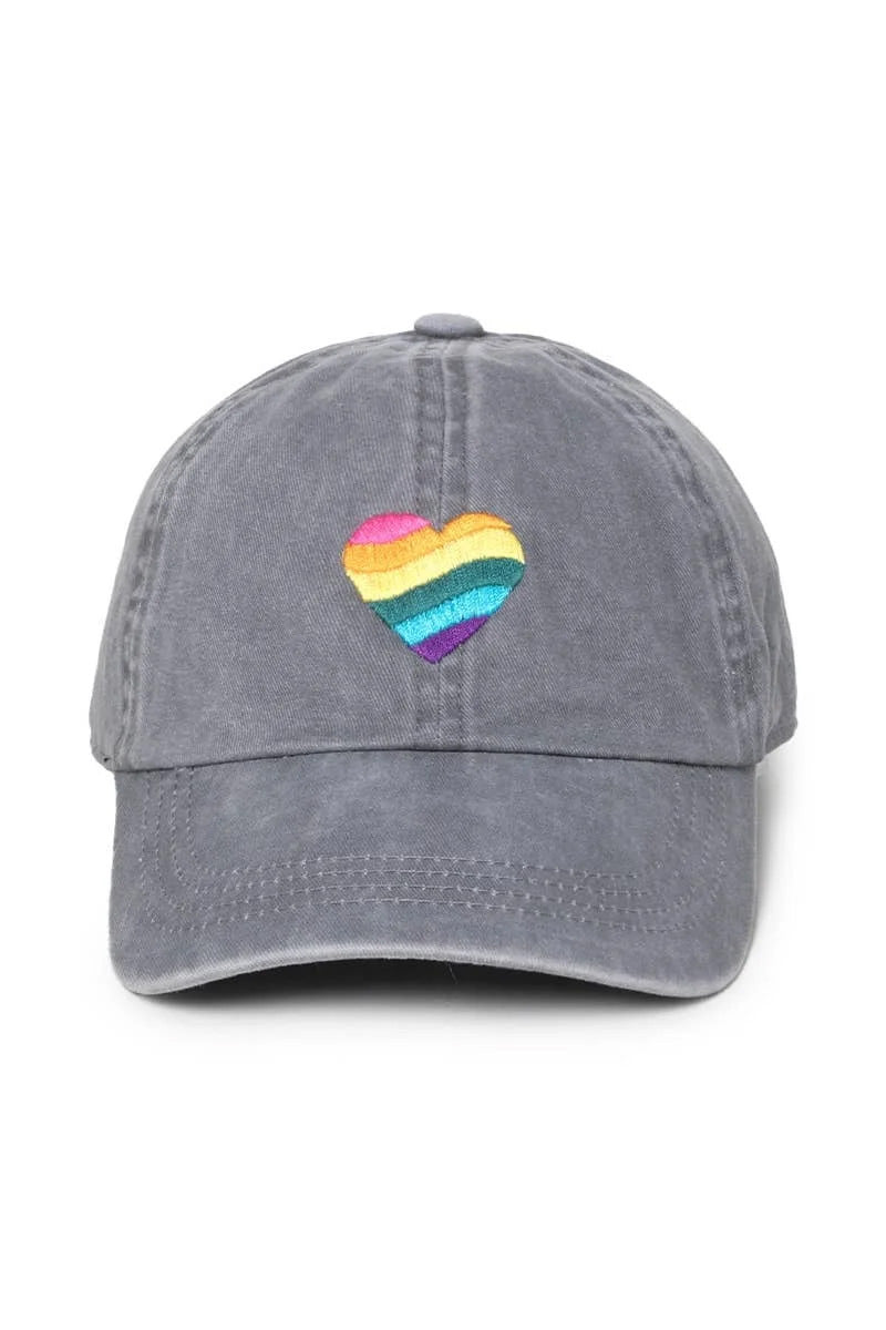 Wave Rainbow Heart Emb Cotton Baseball Cap.
