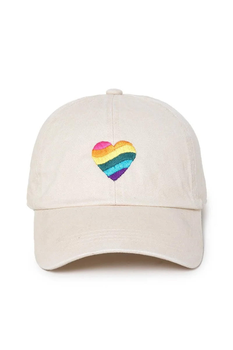 Wave Rainbow Heart Emb Cotton Baseball Cap.