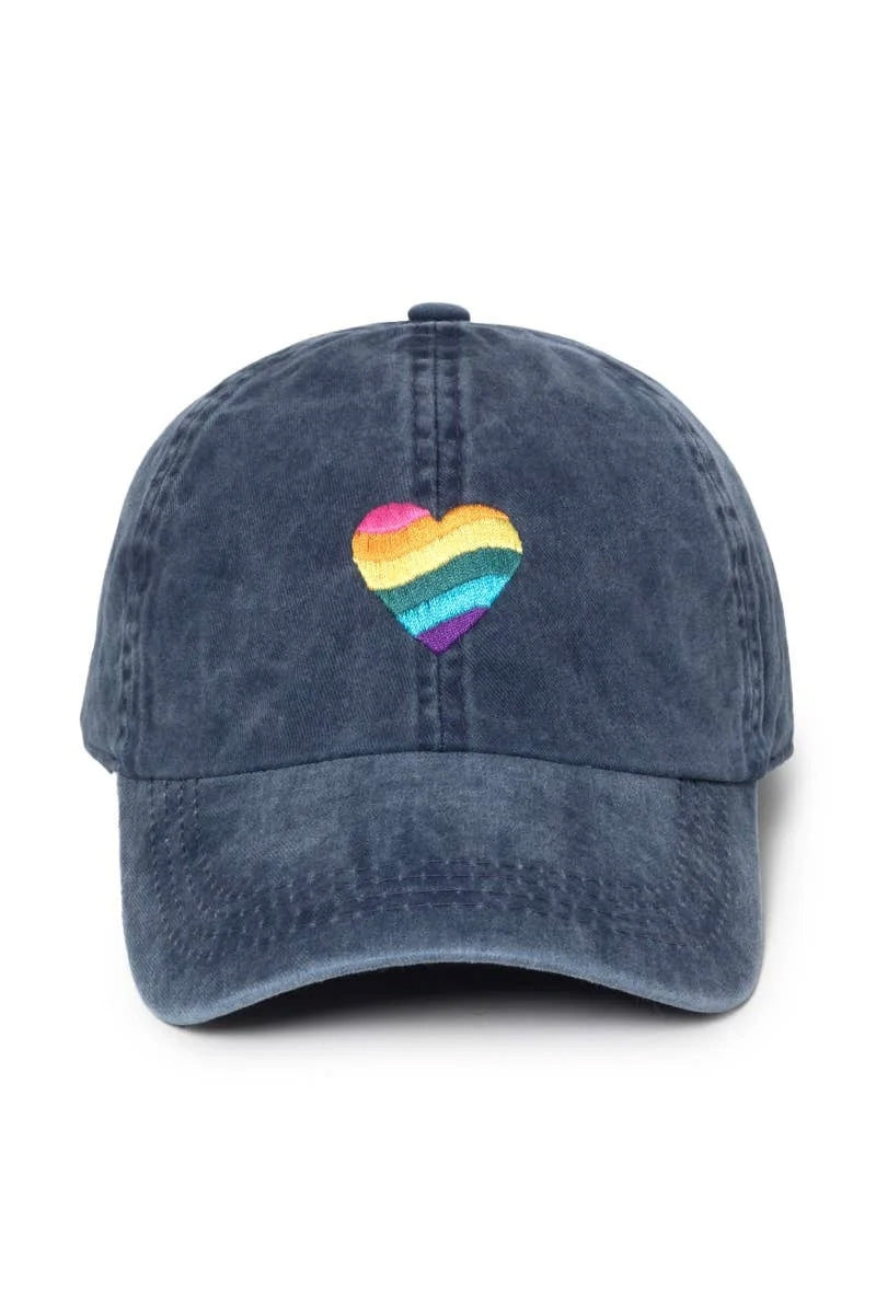Wave Rainbow Heart Emb Cotton Baseball Cap.