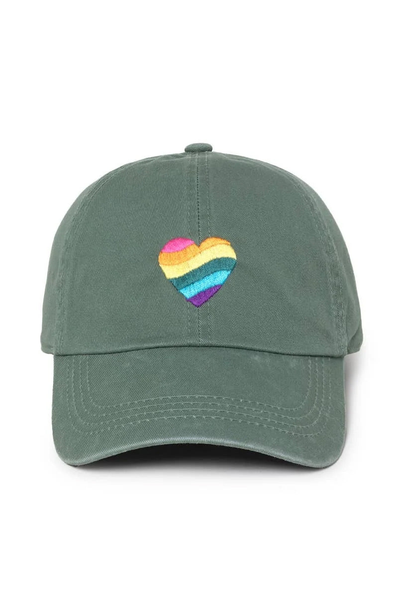 Wave Rainbow Heart Emb Cotton Baseball Cap.
