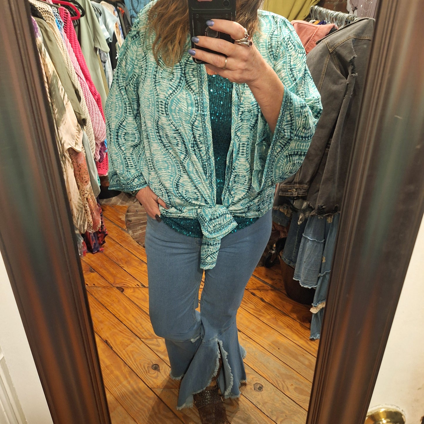 Peak-a-boo Bell Bottom Jeans