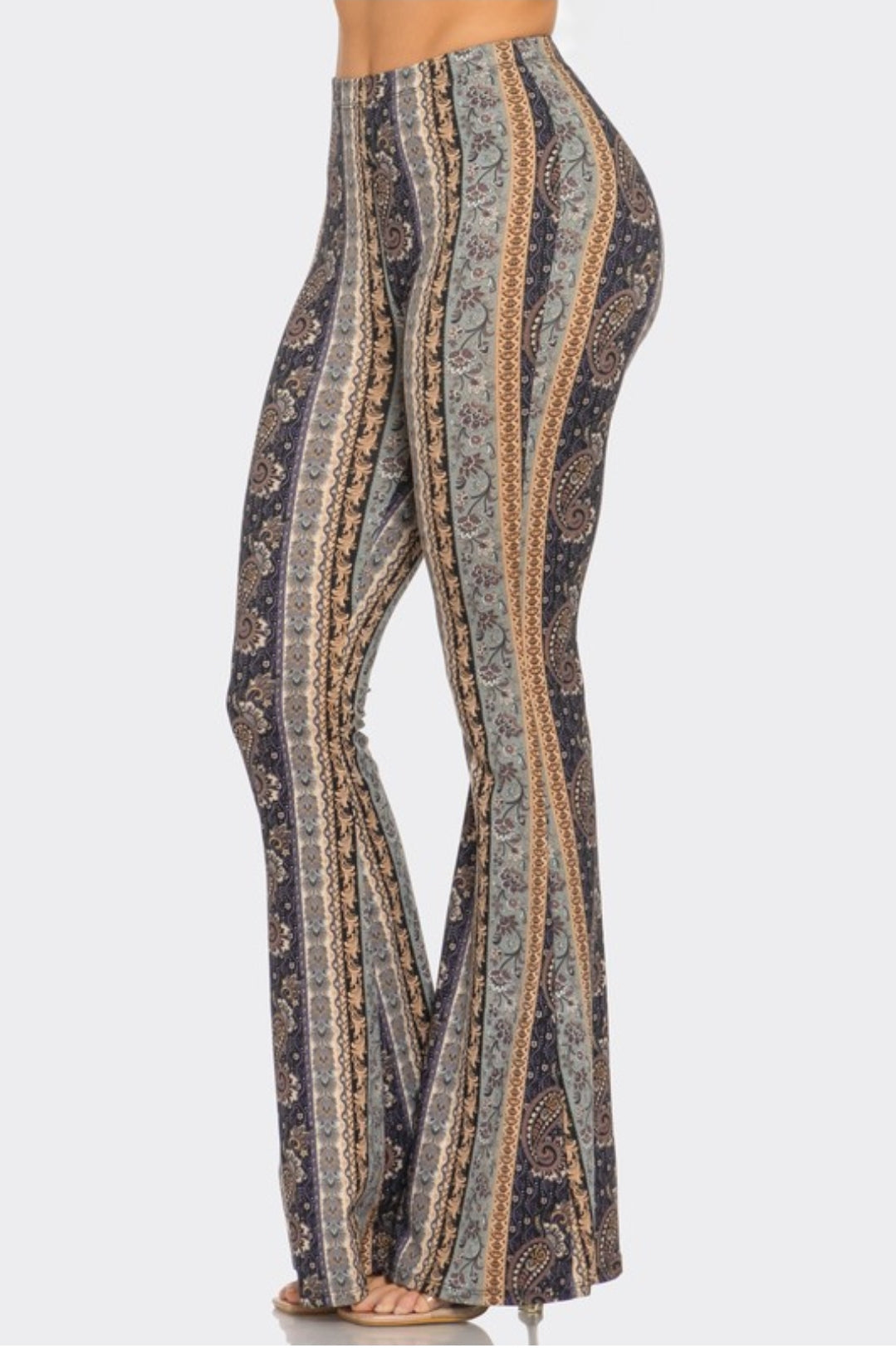 Denim & Paisley Flare Pants
