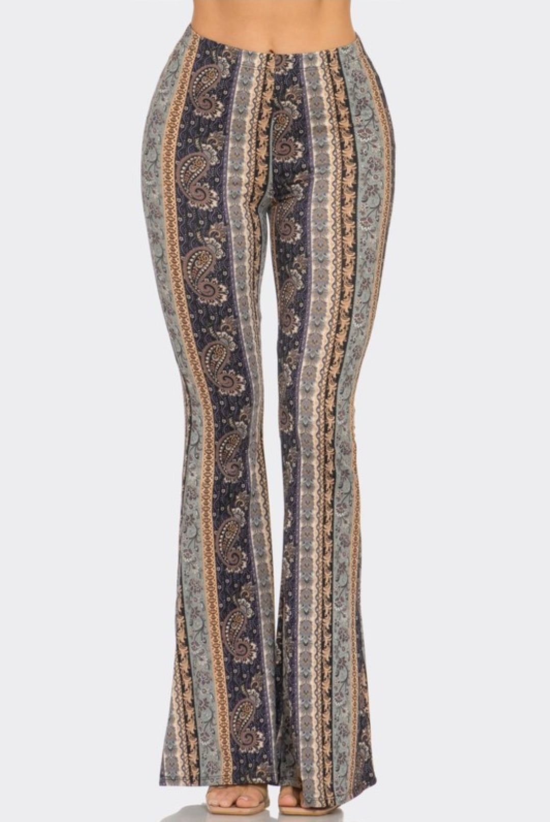 Denim & Paisley Flare Pants