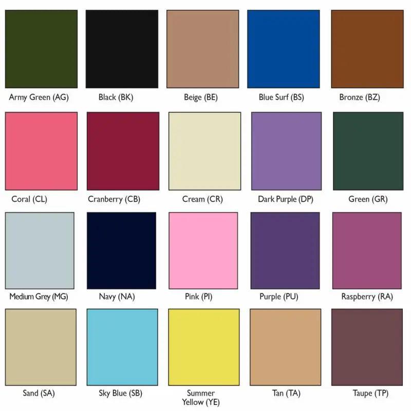 Shrug color swatch grid with multiple solid shades