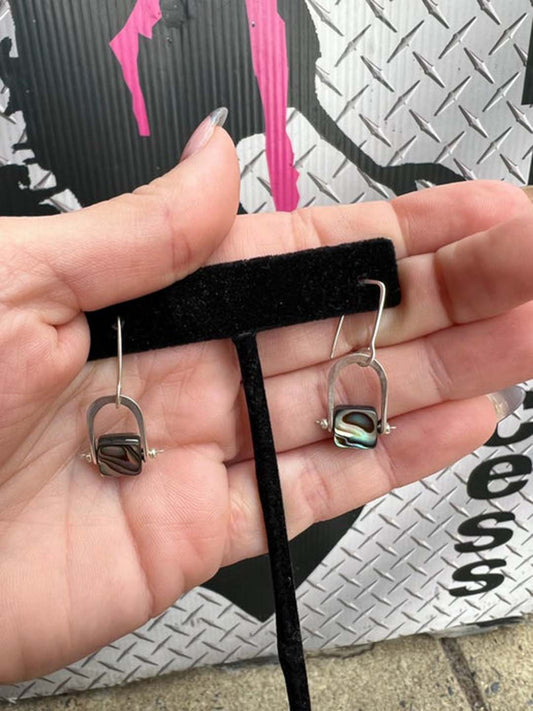 Abalone Crystal Hang Drop Earrings
