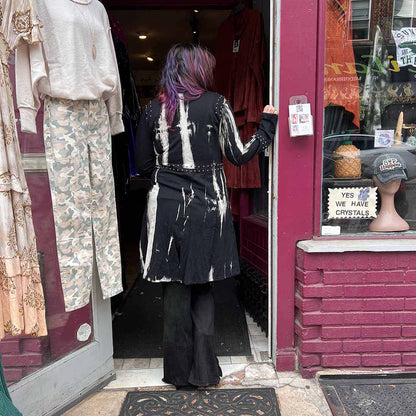 Black Bell Bottom Pants w/ Grommet Laced Up Side