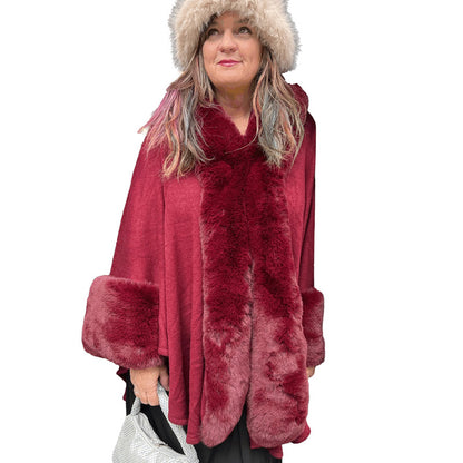 Fabulous Faux Fur Trim Cape