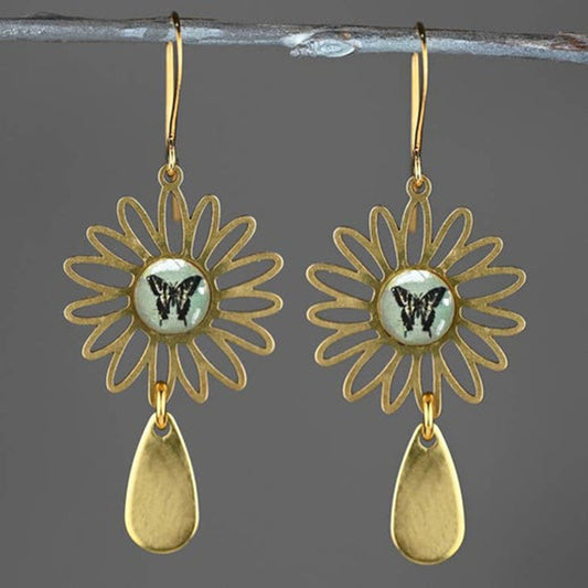 Butterfly Flower Drop Earrings