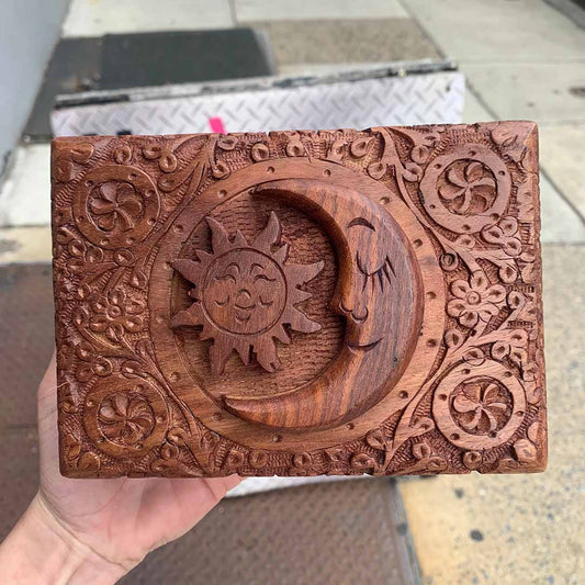 Carved Sun and Moon Box