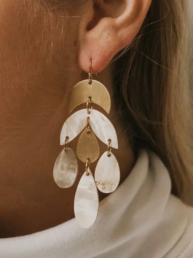 Carved Horn Chandelier Earrings