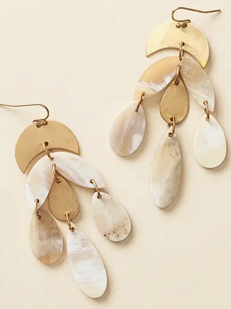 Carved Horn Chandelier Earrings