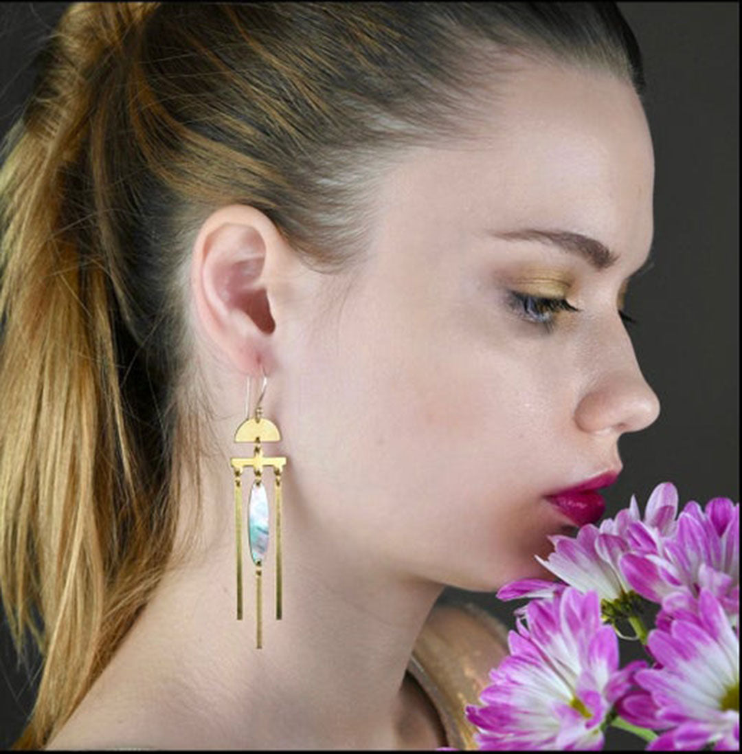 Cascade w/ Mother of Pearl Long Earrings
