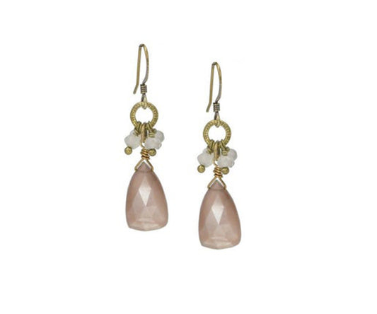 Coffee and Gray Moonstone Cluster Earrings