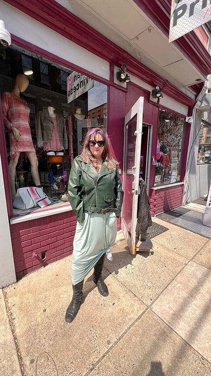 Deep Green Vegan Moto Jacket