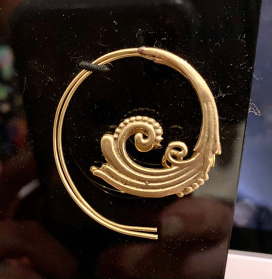 Gold Spiral Hoops Boho Earrings