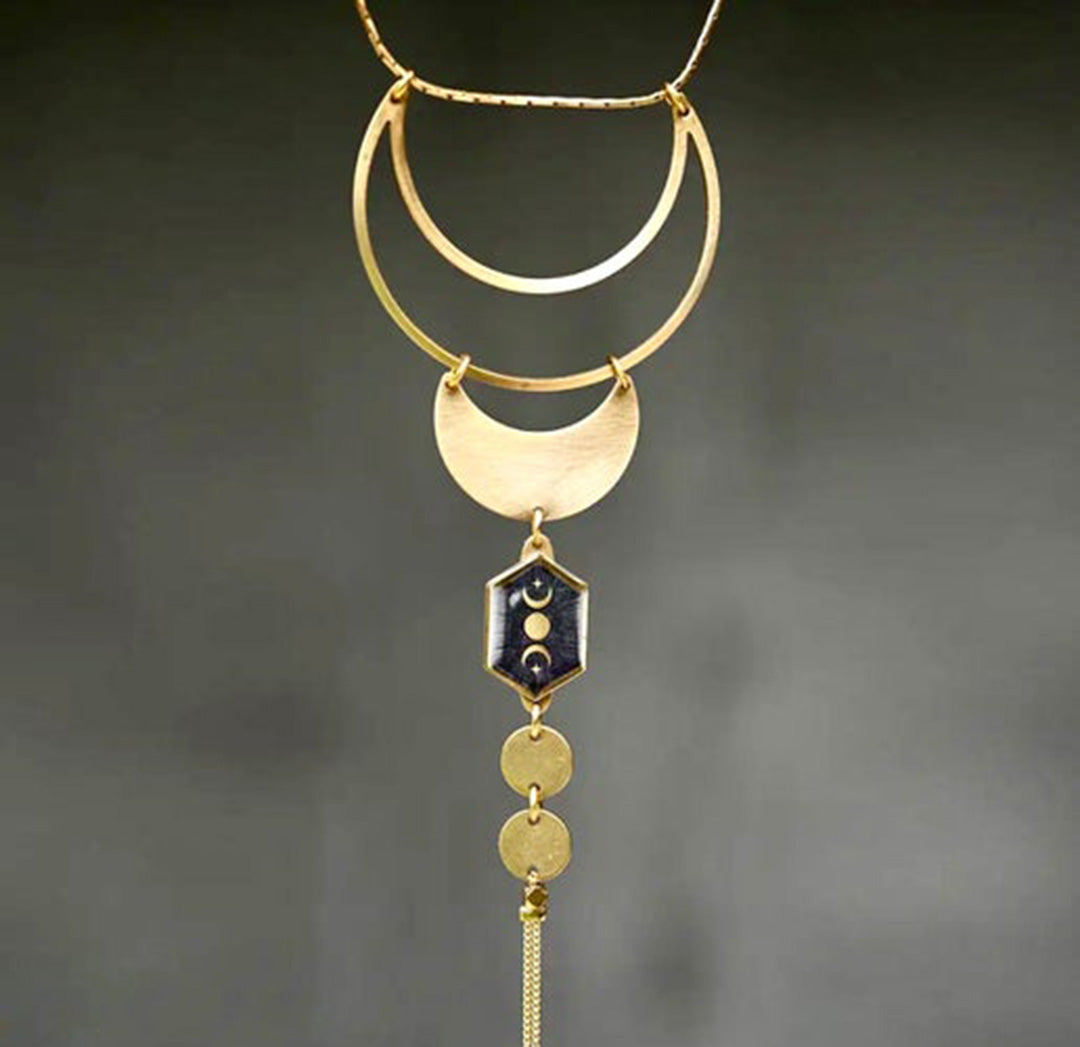 Half Moon Stars Adjustable Gold Necklace