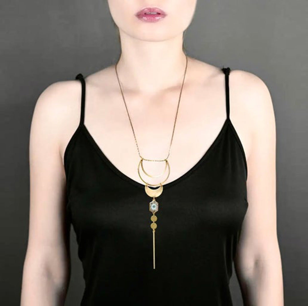 Half Moon Stars Adjustable Gold Necklace