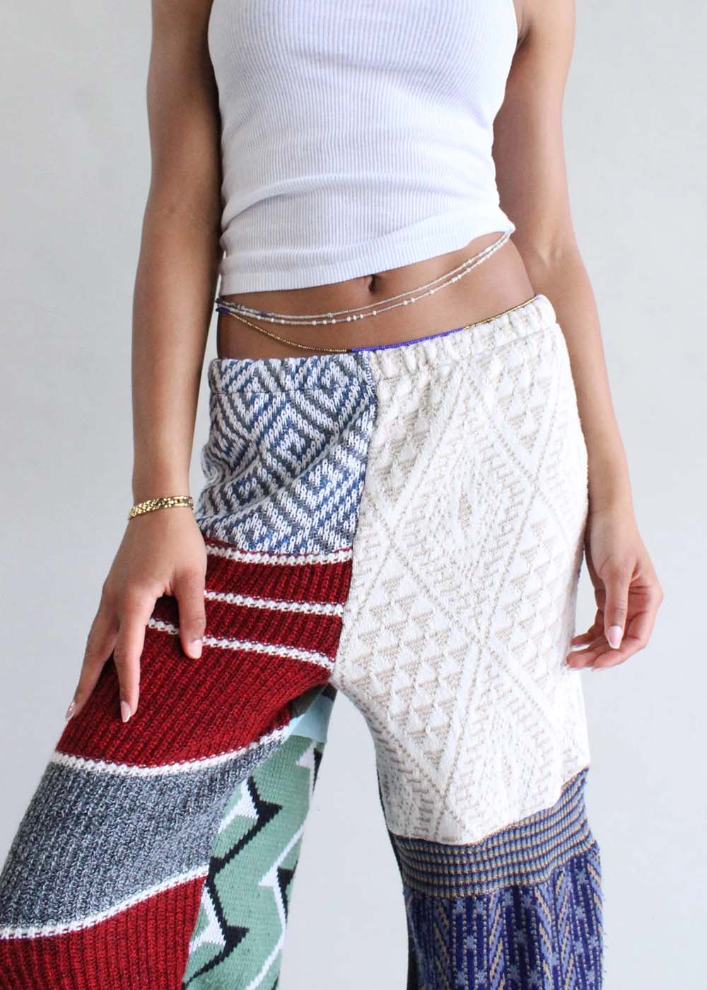 Upcycled Knit Sweater Patchwork Pants