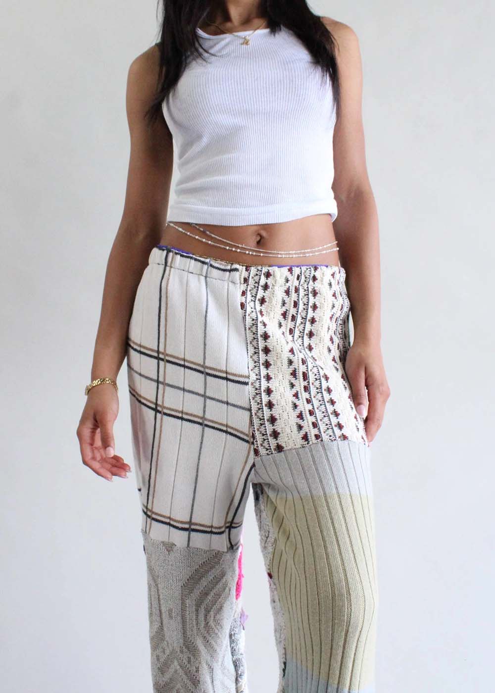 Upcycled Knit Sweater Patchwork Pants