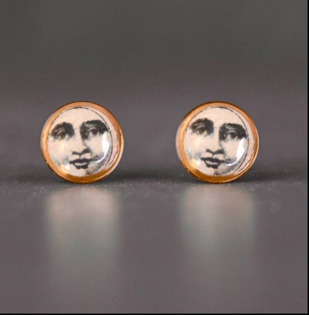 Man In The Moon Artisan Stud Earrings
