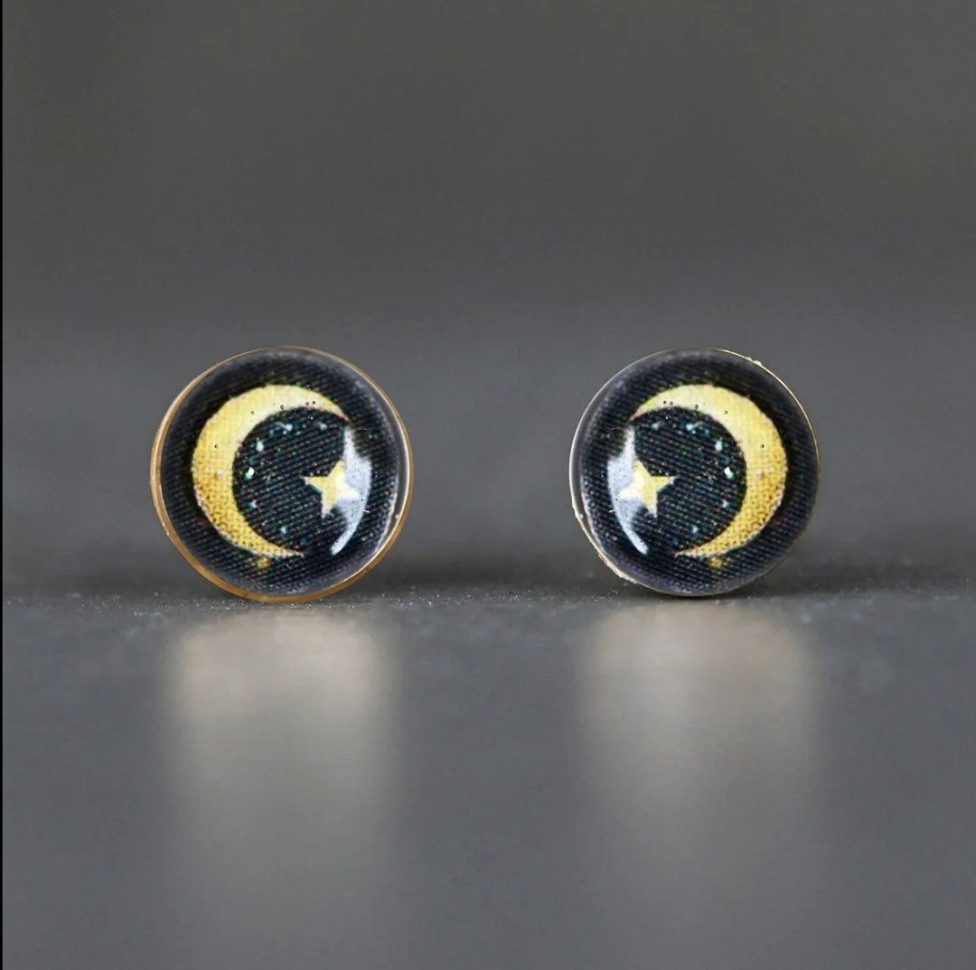Moon & Stars Artisan Stud Earrings