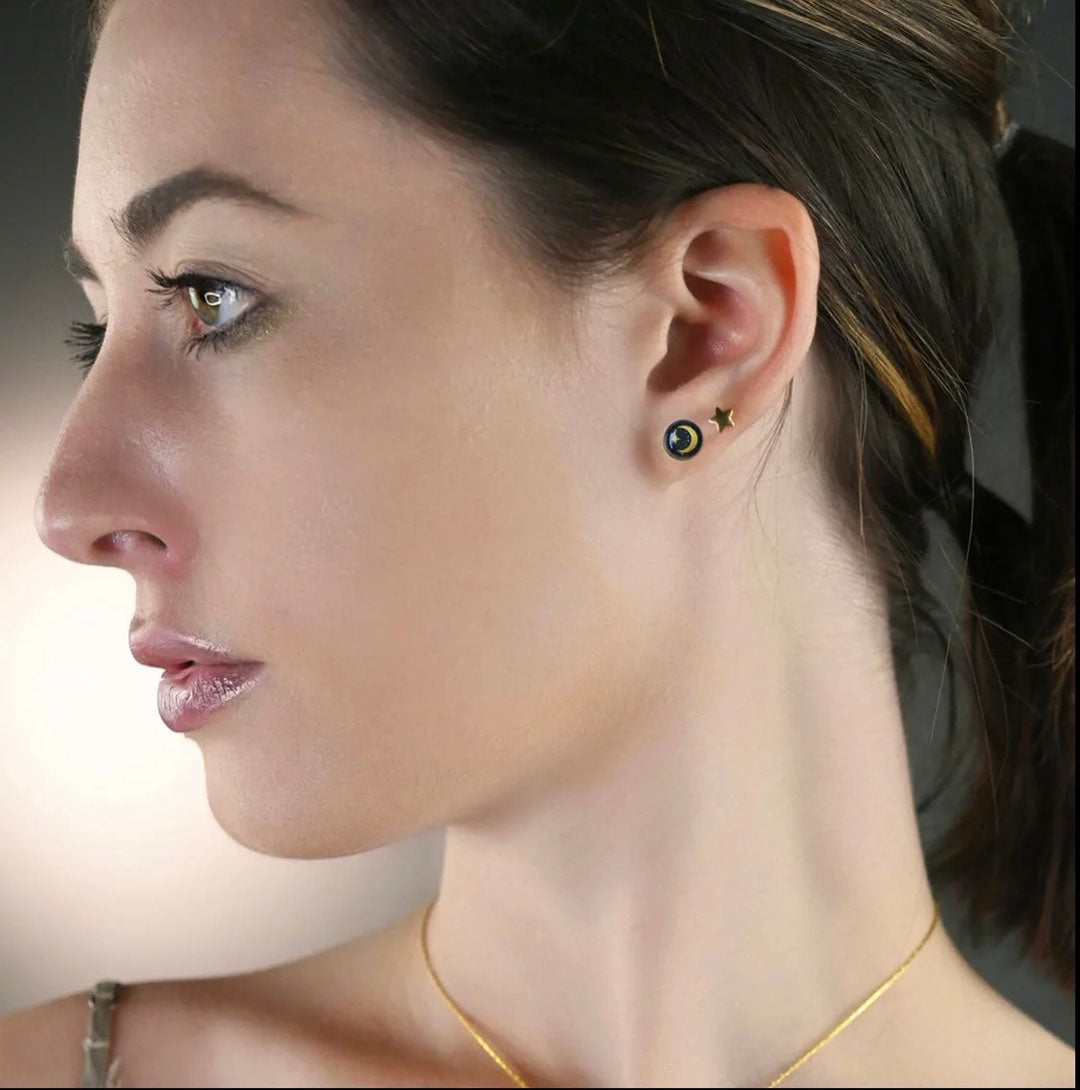 Moon & Stars Artisan Stud Earrings