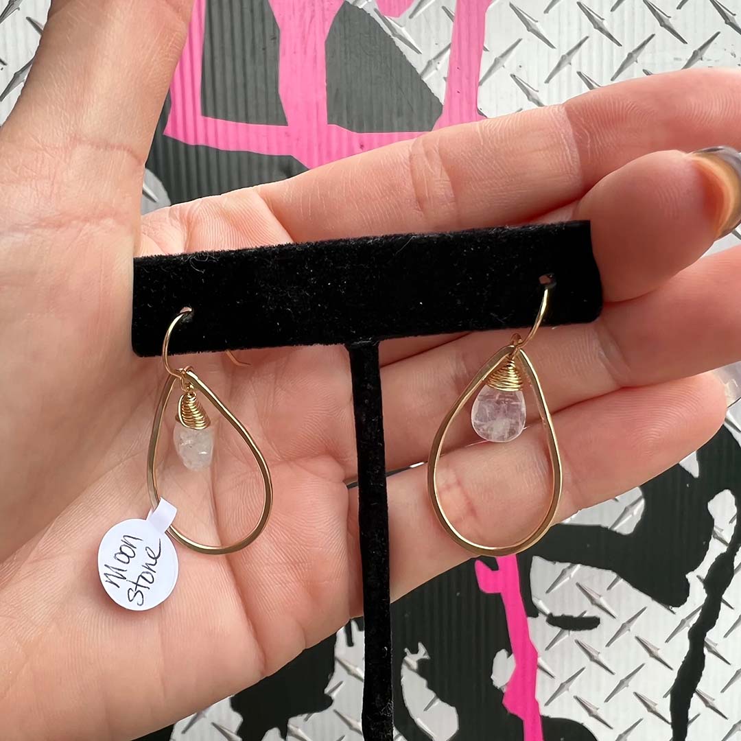 Moonstone Teardrop Gold Earrings