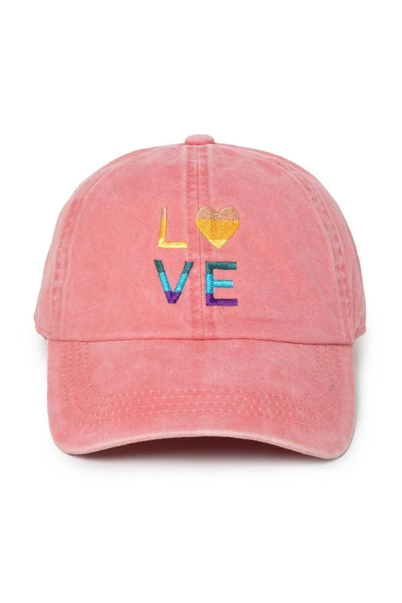 Multi Color Love Emb Cotton Baseball Cap